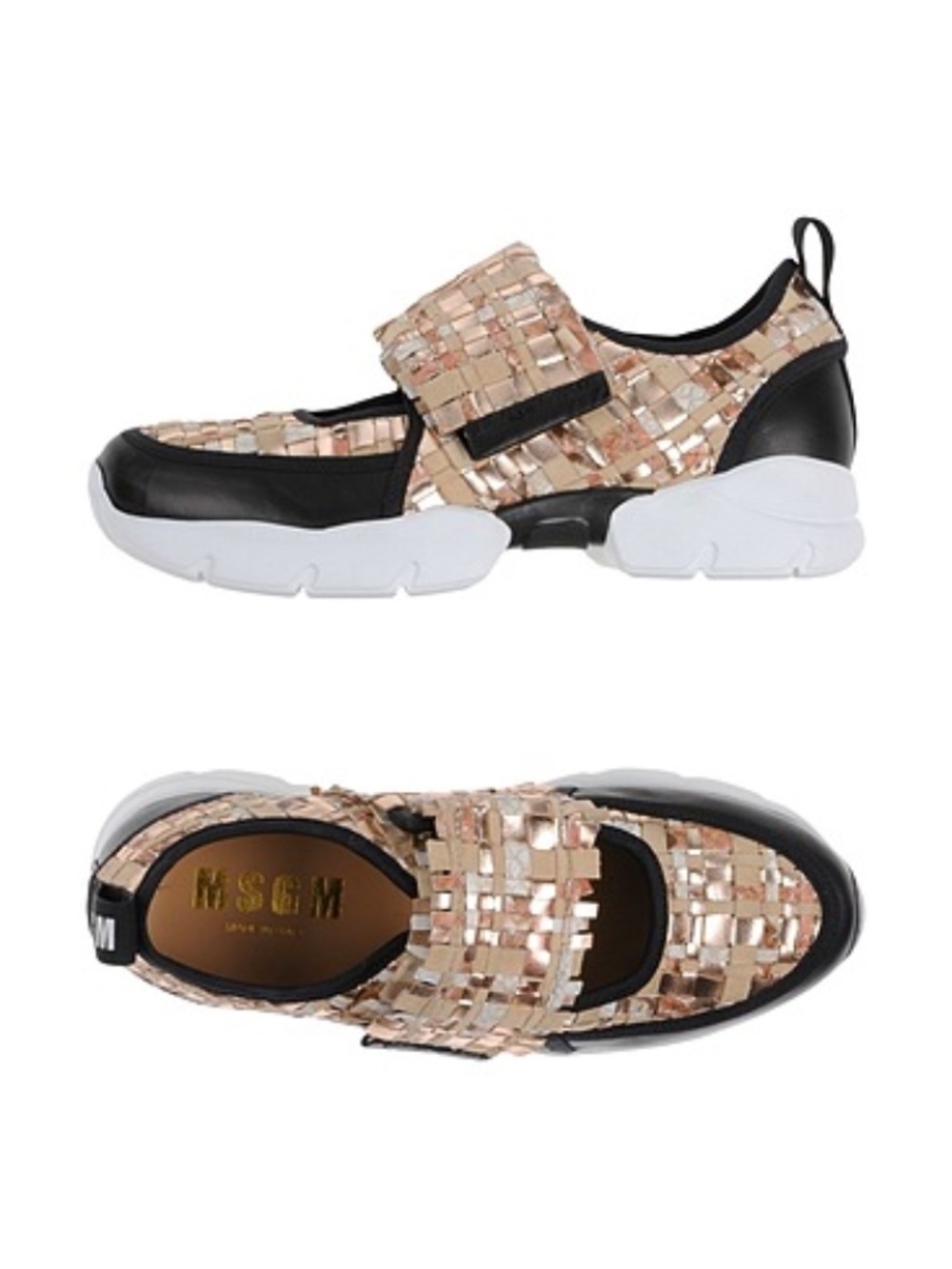 MSGM Mary Jane Woven Leather Sneakers